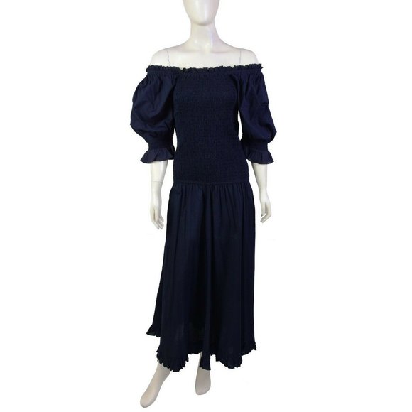 RHODE RESORT Eva Dress Black Long Off-Shoulder